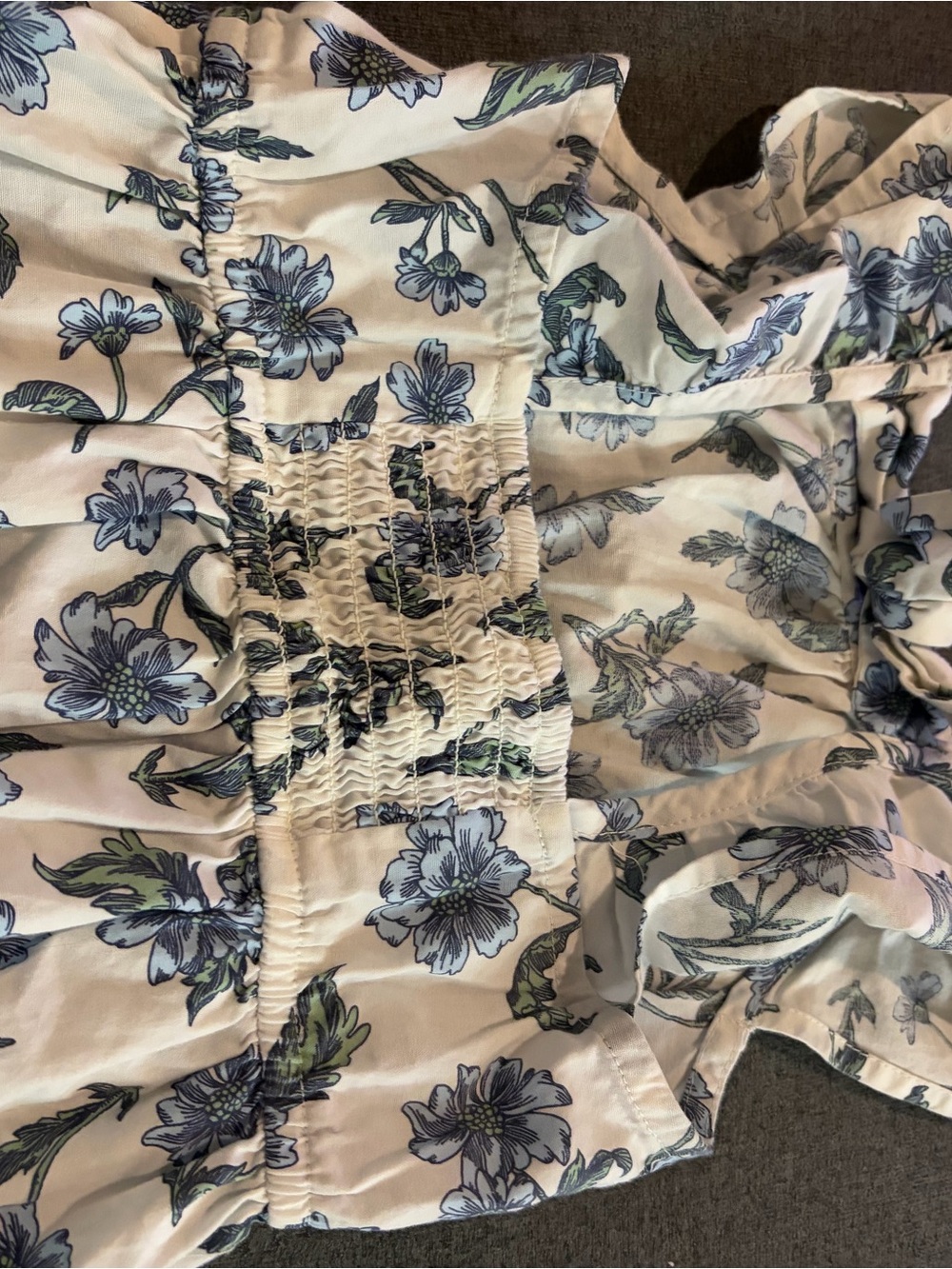 Crewcuts White Cotton Dress with Blue Floral Print - Picture 2 of 3